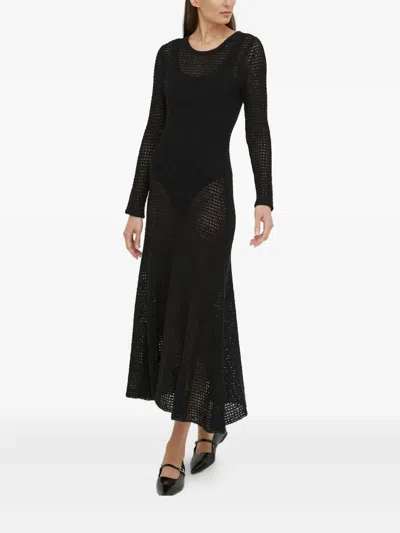 Samsoe & Samsoe Sayasmine Long-sleeve Midi Dress In Black