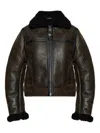 Samsoe & Samsoe Zippered Long-sleeved Leather Jacket In Brown