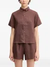 Samsoe & Samsoe Short-sleeve Buttoned Shirt In Brown