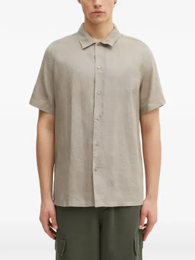 Samsoe & Samsoe Short-sleeve Buttoned Shirt In Gray