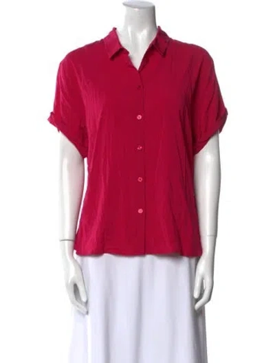 Pre-owned Samsoe & Samsoe Short Sleeve Button-up Top W/ Tags In Pink