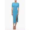 Samsoe & Samsoe Shorts Sleeve Hilde Bodycon Maxi Dress With Slit Frontal