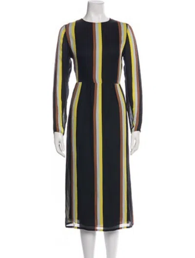 Pre-owned Samsoe & Samsoe Silk Midi Length Dress In Blue