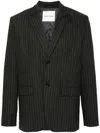 Samsoe & Samsoe Single-breasted Pinstripe-pattern Blazer In Grey
