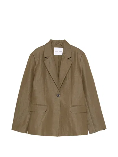 Samsoe & Samsoe Single-breasted Notched-lapels Cotton Blazer In White