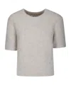 Samsoe & Samsoe Slightly Cropped Knit T-shirt In Khaki