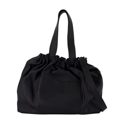 Samsoe & Samsoe Spacious Leather Crossbody With Slouchy Silhouette In Black