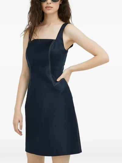 Samsoe & Samsoe Square-neck Seam-detail Mini Dress In Black