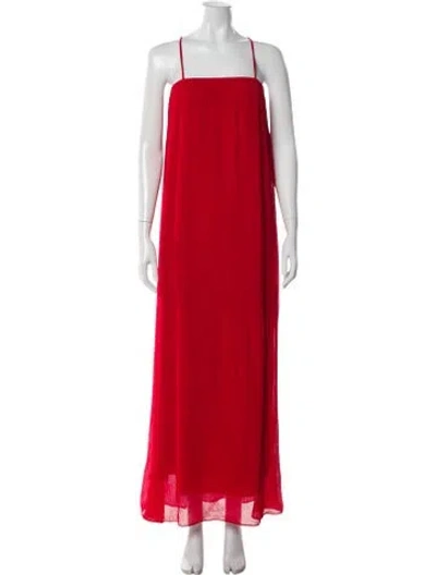 Pre-owned Samsoe & Samsoe Square Neckline Long Dress In Red