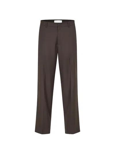 Samsoe & Samsoe Straight-leg Tailored Trousers In Brown