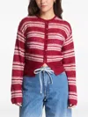 Samsoe & Samsoe Striped Button-front Cardigan In Red