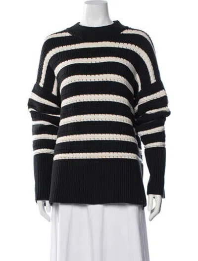 Pre-owned Samsoe & Samsoe Striped Crew Neck Sweater In Blue