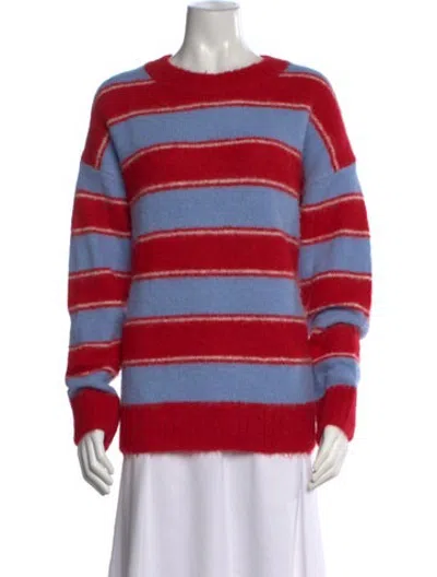 Pre-owned Samsoe & Samsoe Striped Crew Neck Sweater In Red