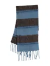 Samsoe & Samsoe Striped Fringed Scarf In Blue