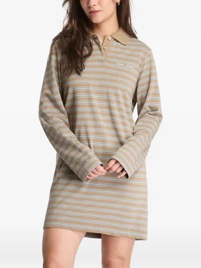 Samsoe & Samsoe Striped Long-sleeve Mini Dress In Neutral
