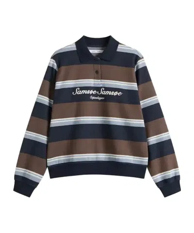 Samsoe & Samsoe Striped Long-sleeve Polo Shirt In Multi