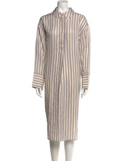 Pre-owned Samsoe & Samsoe Striped Midi Length Dress In Neutral