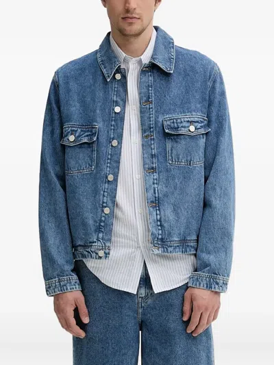 Samsoe & Samsoe Striped-pattern Long-sleeve Shirt In Blue