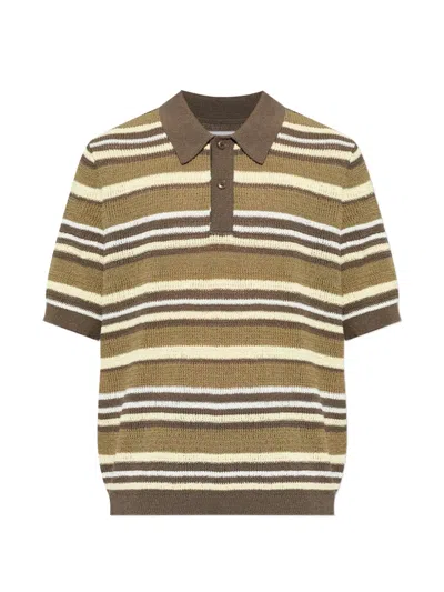 Samsoe & Samsoe Striped Polo Shirt In Orange