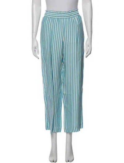 Pre-owned Samsoe & Samsoe Striped Wide Leg Pants In Blue