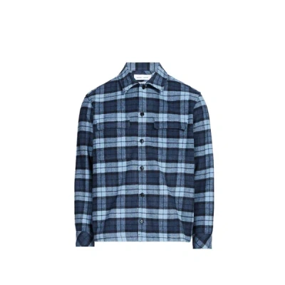 Samsoe & Samsoe Surchemise À Carreaux En Laine Mélangée In Blue
