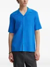 Samsoe & Samsoe Textured-effect Short-sleeve Shirt In Blue