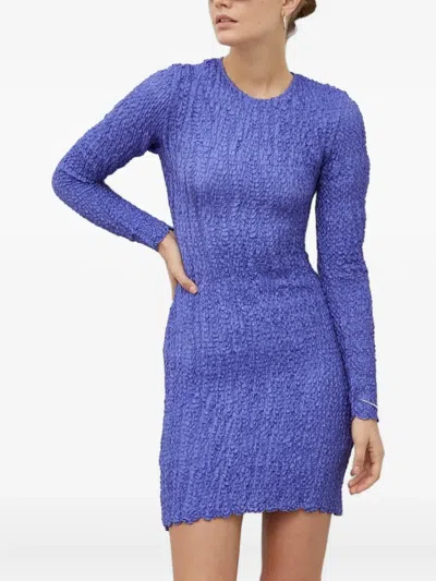Samsoe & Samsoe Textured Long-sleeve Dress In Blue