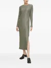 Samsoe & Samsoe Textured Long-sleeve Midi Dress In Green