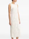 Samsoe & Samsoe Tie-detailing Embossed Midi Day Dress In White