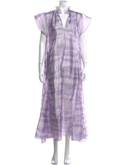 Pre-owned Samsoe & Samsoe Tie-dye Print Long Dress In Purple