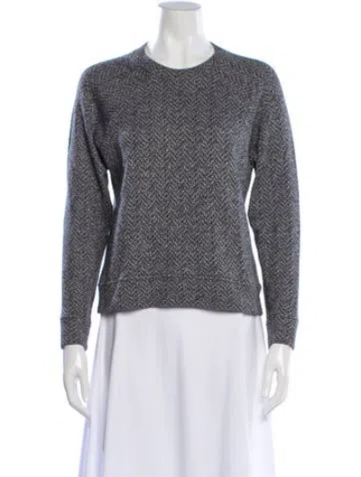 Pre-owned Samsoe & Samsoe Tweed Pattern Crew Neck Top In Gray