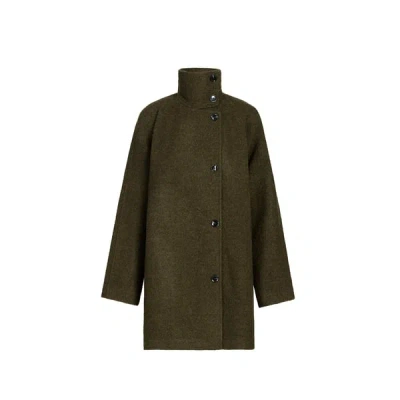 Samsoe & Samsoe Veste Droite Col Montant En Laine Mélangée In Green