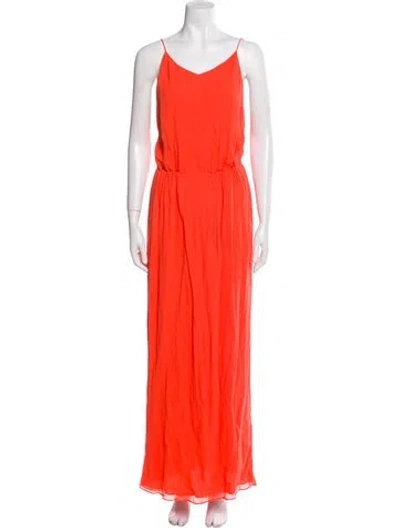 Pre-owned Samsoe & Samsoe V-neck Long Dress In Orange