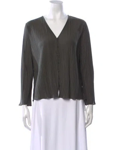 Pre-owned Samsoe & Samsoe V-neck Long Sleeve Top In Gray