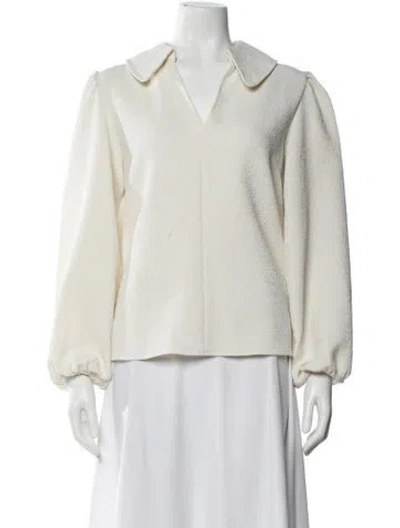 Pre-owned Samsoe & Samsoe V-neck Long Sleeve Top In Neutral