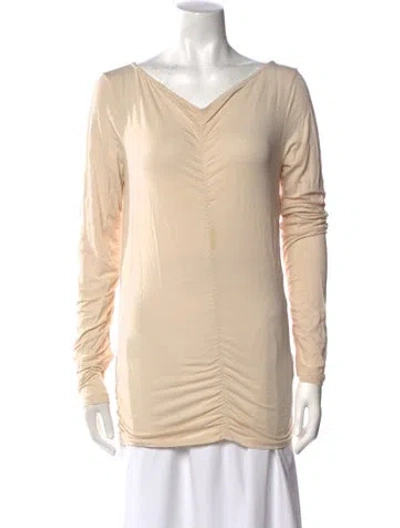 Pre-owned Samsoe & Samsoe V-neck Long Sleeve Tunic In Neutral