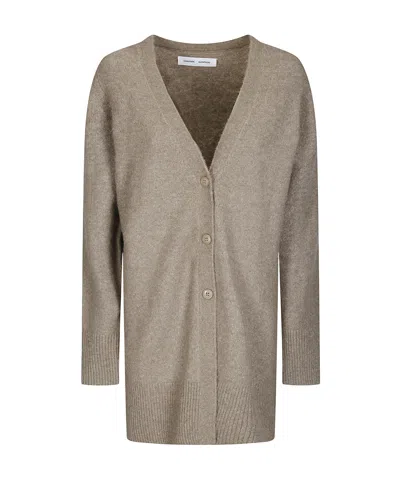 Samsoe & Samsoe V-neck Mid-length Knit Cardigan In Brown