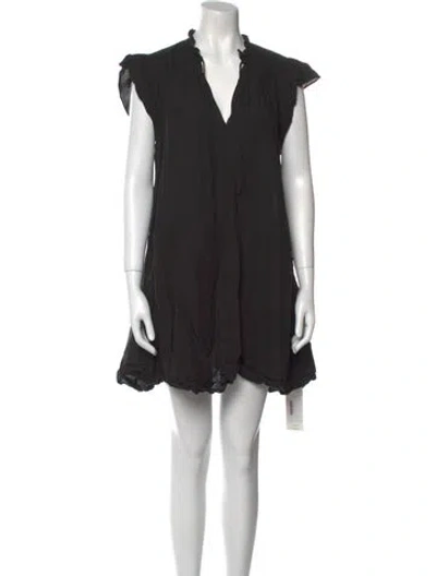 Pre-owned Samsoe & Samsoe V-neck Mini Dress In Black