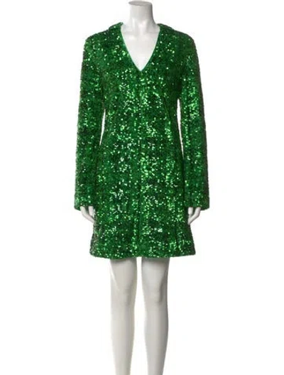 Pre-owned Samsoe & Samsoe V-neck Mini Dress In Green