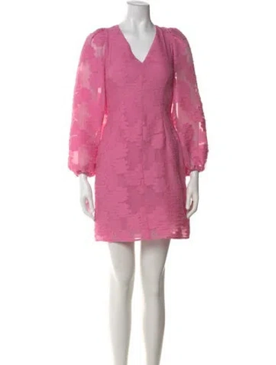 Pre-owned Samsoe & Samsoe V-neck Mini Dress In Pink