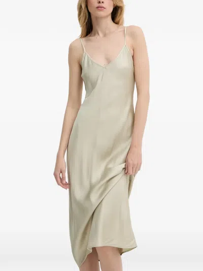 Samsoe & Samsoe V-neck Spaghetti-strap Nightdress In Neutral