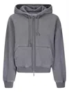 Samsoe & Samsoe Samsoe Samsoe Washed Grey Hoodie With Double-slider Zip In Gray