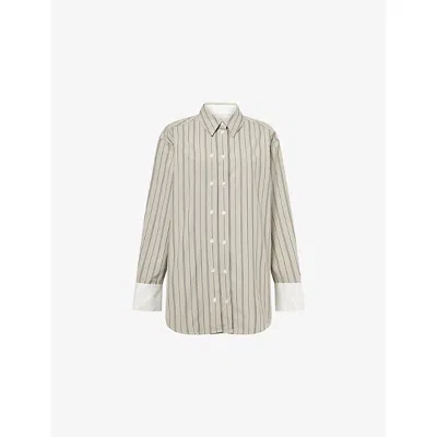 Samsoe & Samsoe Womens Alfalfa St. Salas Striped Cotton-poplin Shirt In Neutral