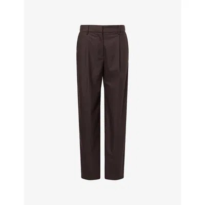 Samsoe & Samsoe Womens Black Coffee Saagneta Straight-leg Woven Trousers In Brown