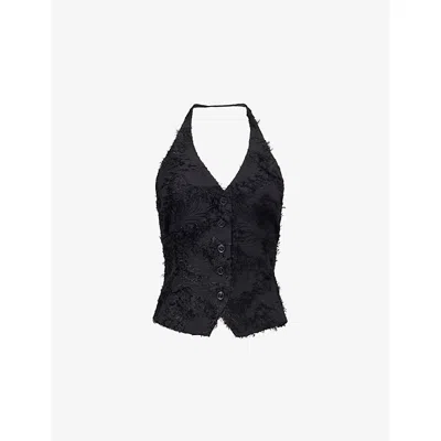 Samsoe & Samsoe Womens Black Salazio Textured Woven Top