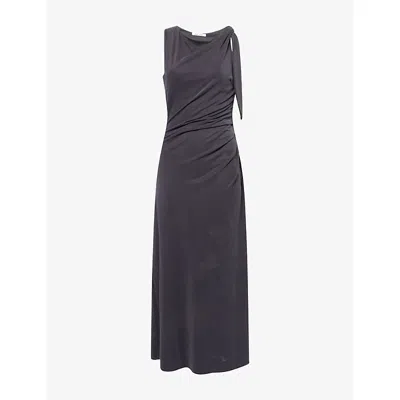 Samsoe & Samsoe Womens Sasus Asymmetric-neck Stretch-jersey Maxi Dress Black