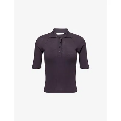 Samsoe & Samsoe Womens Charcoal Art Sasonnet Ribbed Knitted Polo Shirt In Brown