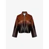 Samsoe & Samsoe Womens Dark Brown Dip-dye Salylo Relaxed-fit Leather Jacket In Multi