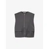 Samsoe & Samsoe Womens Dark Grey Mel. Sakelly Oversized Wool-blend Vest Xs In Black