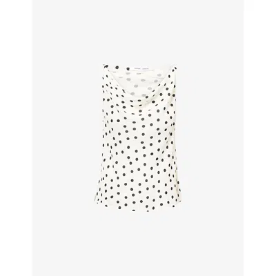 Samsoe & Samsoe Womens Drifting Dots Egret Sapoppy Polkadot Woven Top Xs In White